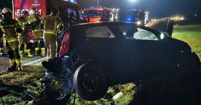 Fiat zjechał do rowu i uderzył w drzewo
